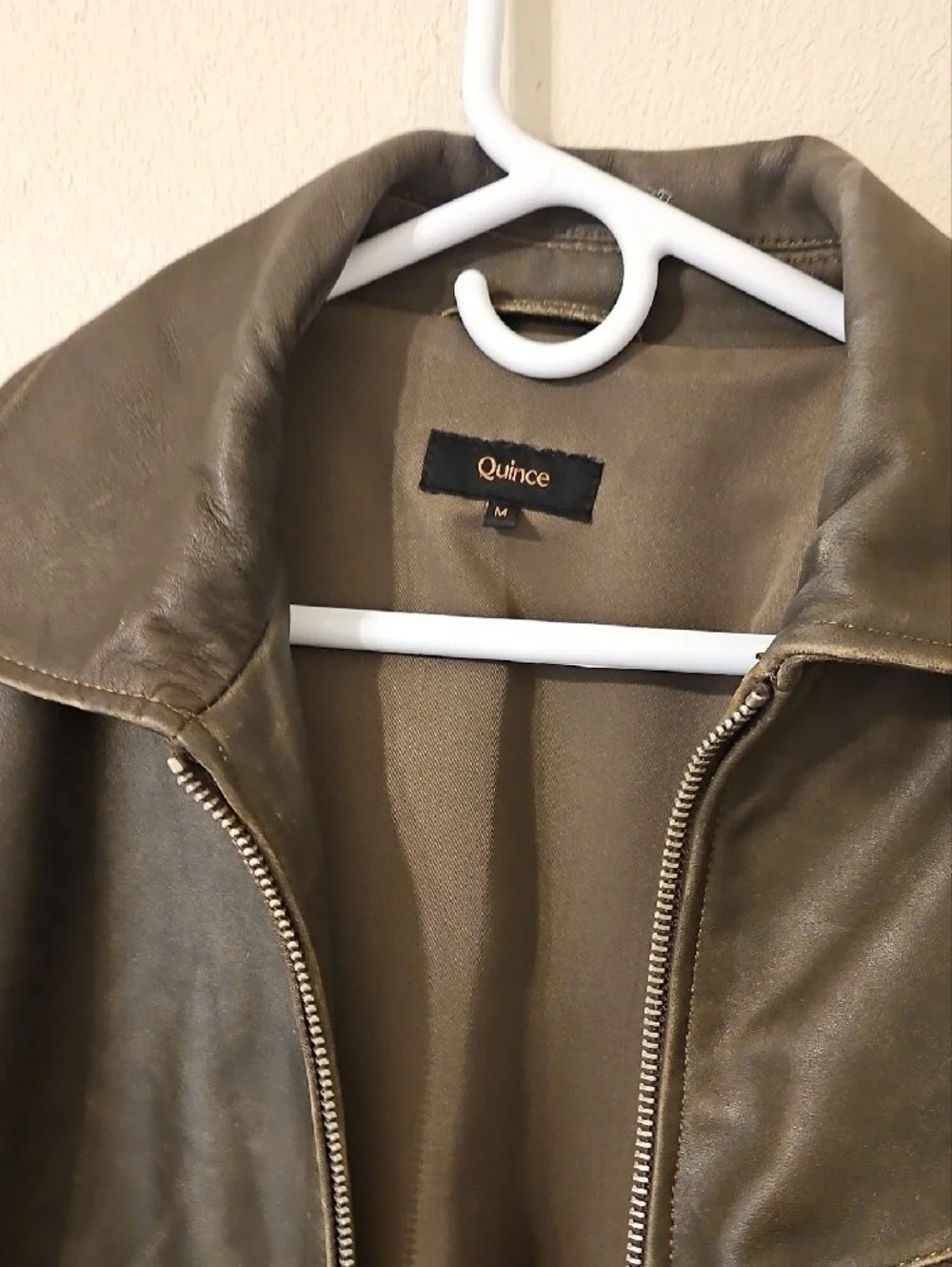 Quince Oversized Leather Bomber Jacket For Women In Distressed Brown Size Medium - Picture 3 of 9